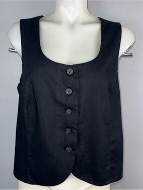 Gap Sleeveless Button-Down Top Vest Women’s L Black 90’s Y2K Dark Academia